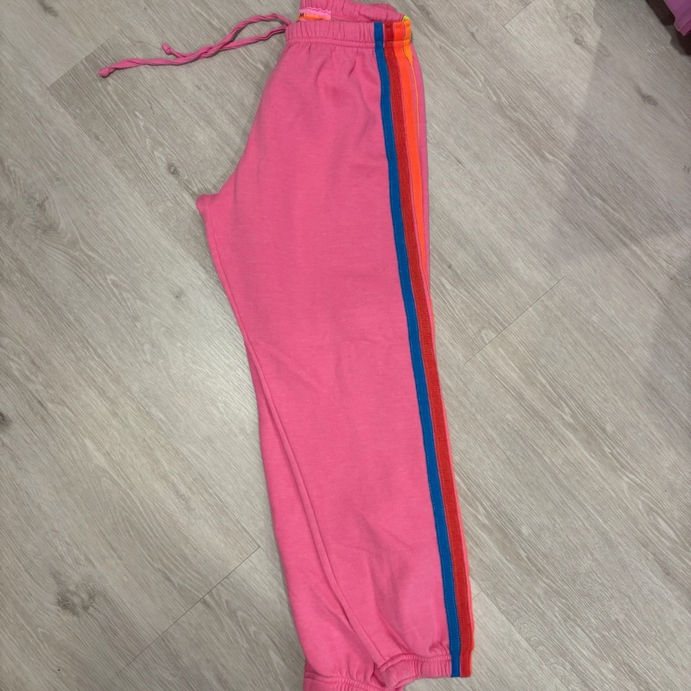 Pink Aviator Nation Joggers with Stripes - Picture 2 of 9